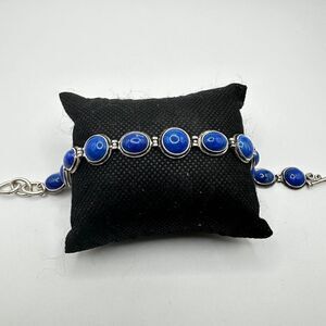 Vintage Carolyn Pollack double-sided lapis and sterling silver bracelet!